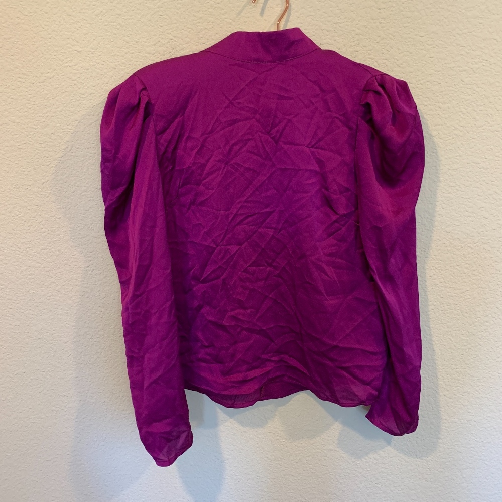 New Fuchsia high neck bow tie blouse